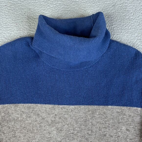 Free People Softly Structured Sweater Womens M Blue Yellow Gray Turtleneck Knit - Picture 4 of 13
